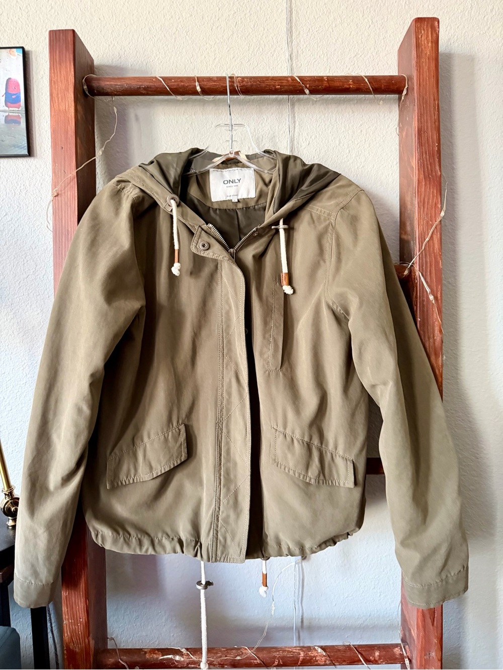 ONLY Olive Hooded Utility Jacket with hood for Women